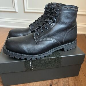 Wolverine 1000 Mile Black Leather Men's Lace-Up Boots Men’s 9.5 Rugged Lug Sole